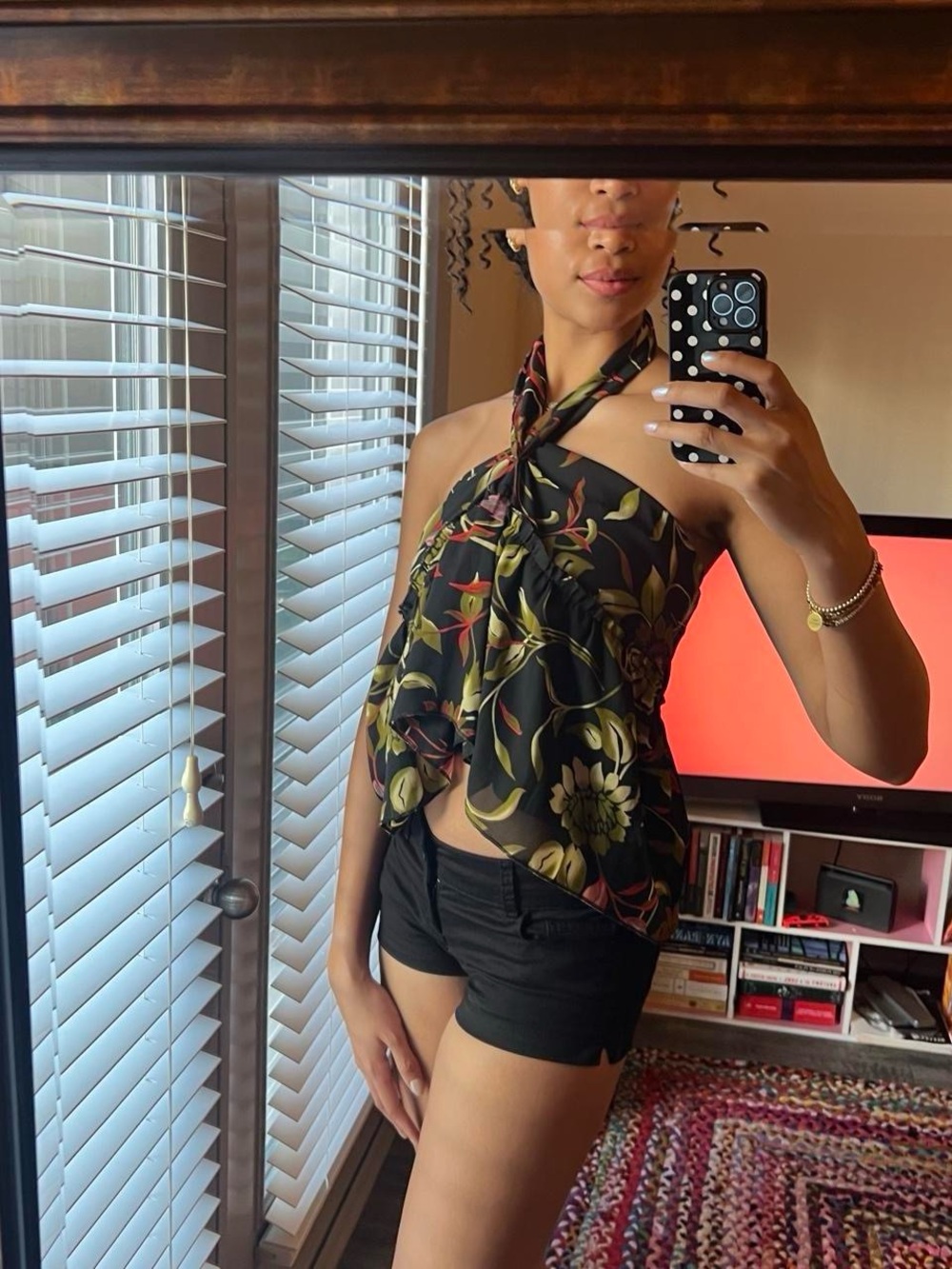 vintage black floral mini skirt / halter top